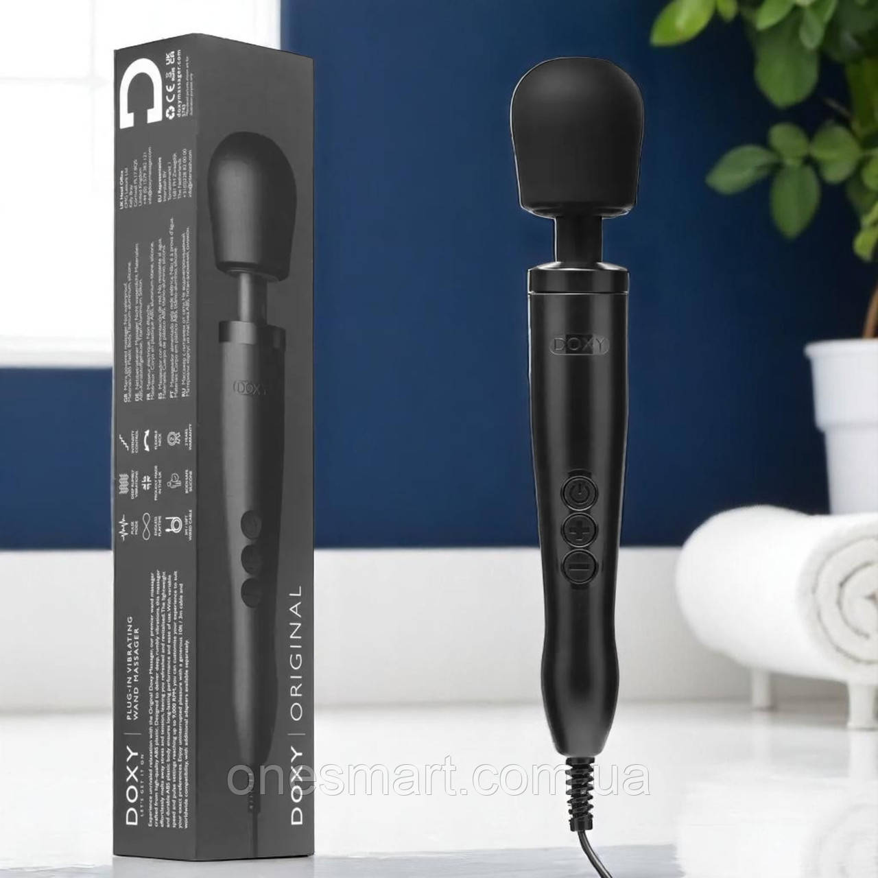 Вібромасажер DOXY Original Black потужний масажер для розслаблення та стимуляції ерогенних зон, фото 1