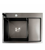 Кухонна мийка Handmade dante 65х50х23 см з нержавіючої сталі, чорний, фото 4