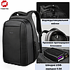 Міський повсякденний рюкзак з Usb портом для зарядки водовідштовхувальний чорний чоловічий Tigernu, фото 10