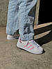 Жіночі кросівки Adidas Superstar White Pink Knotted Rope Адідас Суперстар білі з рожевим шкіра демісезон, фото 10