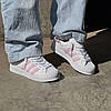 Жіночі кросівки Adidas Superstar White Pink Knotted Rope Адідас Суперстар білі з рожевим шкіра демісезон, фото 11