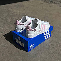 Жіночі кросівки Adidas Superstar White Pink Knotted Rope Адідас Суперстар білі з рожевим шкіра демісезон, фото 4