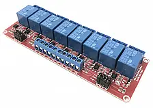 Релейний модуль 8 каналів із оптопарою та ізоляцією тригера високого/низького рівня, плата розширення, реле 5 В