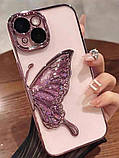 Чохол на телефон з блискітками 3D Cute butterfly рожевий iPhone 12 Pro, фото 4