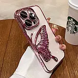 Чохол на телефон з блискітками 3D Cute butterfly рожевий iPhone 12 Pro, фото 6