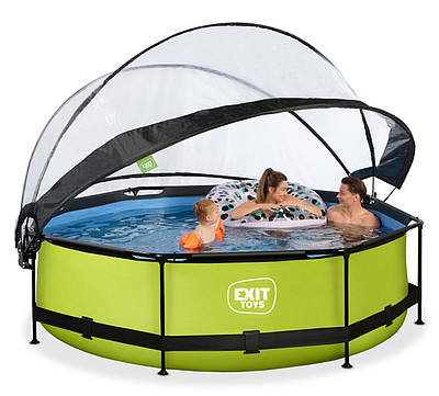 Басейн каркасний круглий EXIT Toys Лайм (300x76 см) з куполом та картриджним фільтром