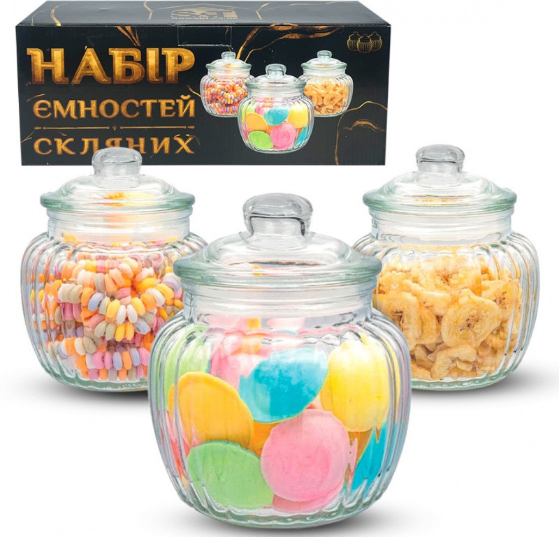 Набір банок для сипучих 3 шт 660 мл (6042)