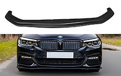 Передня Lip накладка DPT V-2 (2017-2020, чорний глянець) для BMW 5 серія G30/31 рр