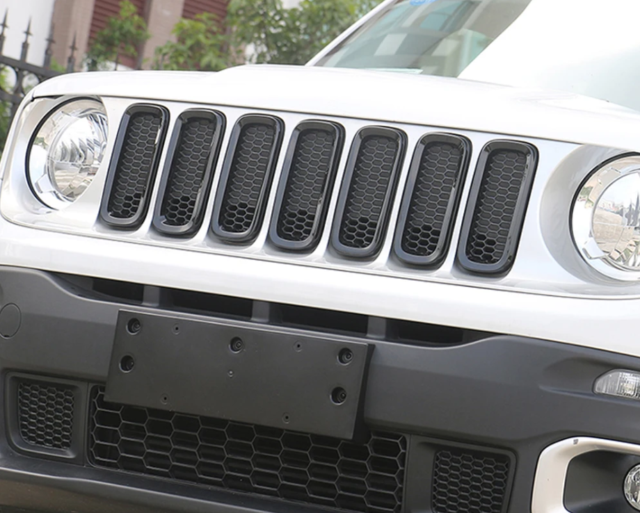 Накладки на передню решітку радіатора на Jeep Renegade 2015-2018 — матові чорні кільця 7шт  6RZ87SZ0AA, фото 1