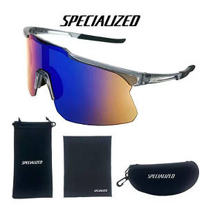 Спортивні окуляри Specialized в футляре, Велоокуляри сріблясті