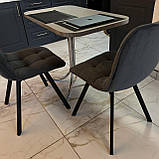 Кухонний стілець GARDA зі спинкою з темно-сірого велюру на металевому чорному каркасі, фото 5