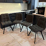 Кухонний стілець GARDA зі спинкою з темно-сірого велюру на металевому чорному каркасі, фото 6