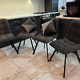 Кухонний стілець GARDA зі спинкою з темно-сірого велюру на металевому чорному каркасі, фото 8