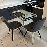 Кухонний стілець GARDA зі спинкою з темно-сірого велюру на металевому чорному каркасі, фото 9