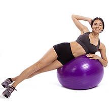 Фітбол 75 см, фіолетовий, ABS - система антирозрив, гімнастичний м'яч для фітнесу гладкий глянсовий, FI-1981, фото 4