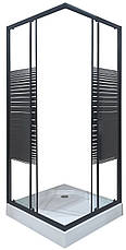 Душова кабіна 80х80 см квадратна без піддона, скло з принтом 5 мм, профіль чорний ТМ Ko&Po, фото 3