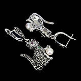 Сережки. Натуральний смарагд, марказит, рубін і перл. Срібло 925., фото 2