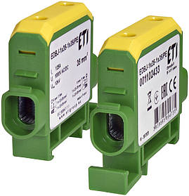 Ввідна силова клема EDBJ-1x35-1x35\PE 125A 1000V AC/1500V DC IN:1*35, OUT:1*35 жовто-зелена 1102433