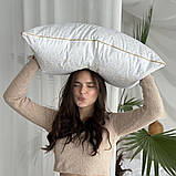 Подушка лебединий пух Bright crystal золотий кант перкаль прямокутна 50х70 см, фото 5