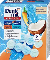 Підвісні таблетки для унітазу Denkmit WC-Reiniger Magic Twist Mango-Kokos, 2 шт