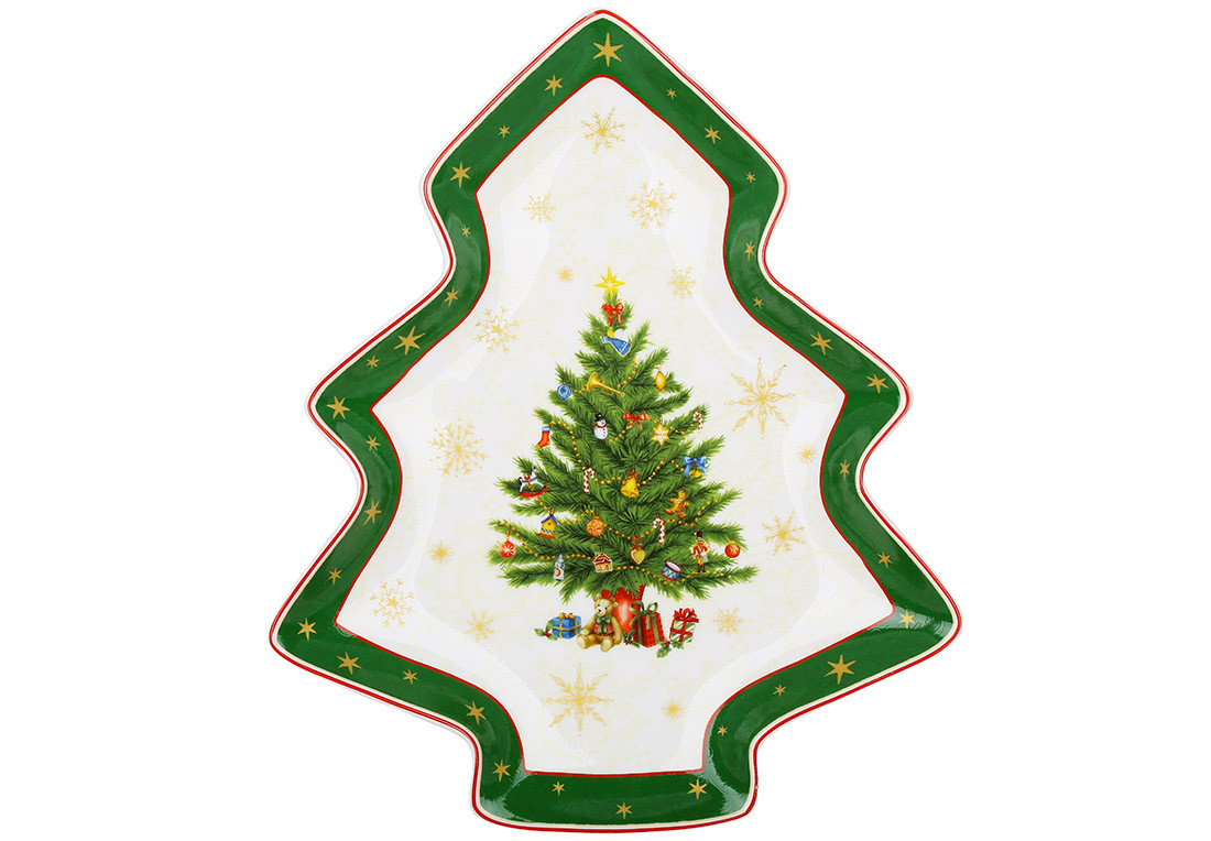 Новорічна Тарілка у формі ялинки порцелянова 25.1*21.5*3см Christmas Story