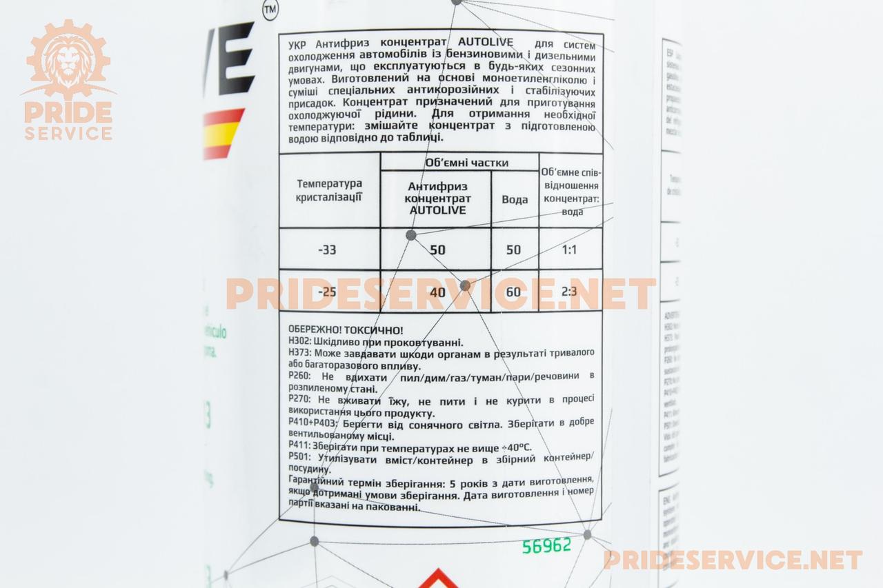 Рідина охолоджуюча концентрат -33°C 1:1 "АНТИФРИЗ G13", зелений, 1,5L, МОТОХІМІЯ, SV-304681