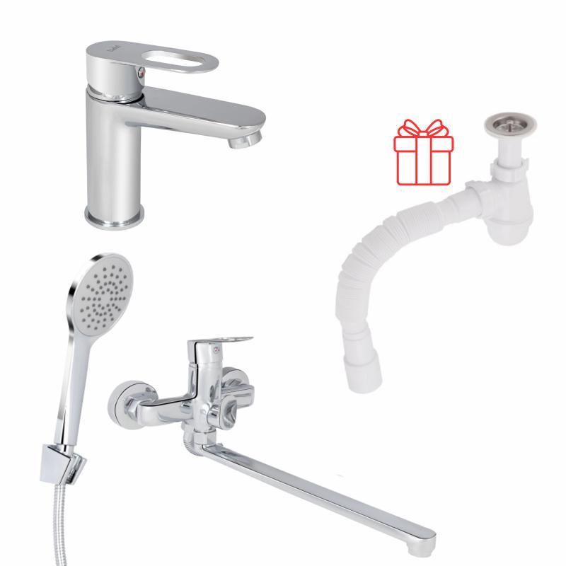 Комплект для Ванної Latwa: Змішувач для раковини LDLAT001CRM45412 + Змішувач для Ванної LDLAT005CRM45415, фото 1