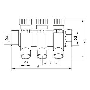 Колектор вентильний з фитингом Чехія KP.1124-4 1"x4 ways, фото 2