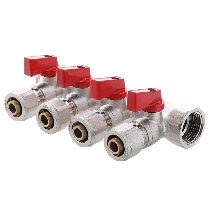 Колектор з відсікащими кранами з фитингом Чехія KP.1125-4 3/4"x4 ways