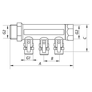 Колектор з кульовими кранами і фитингом Чехія KP.1126-2 1"x2 ways, фото 2