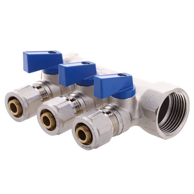 Колектор з кульовими кранами і фитингом Чехія KP.1126-3 1"x3 ways