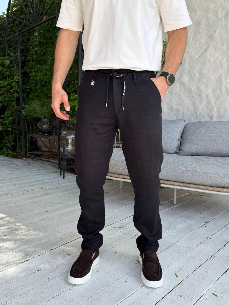 Чоловічі штани Brunello Cucinelli H5249 чорні, фото 1