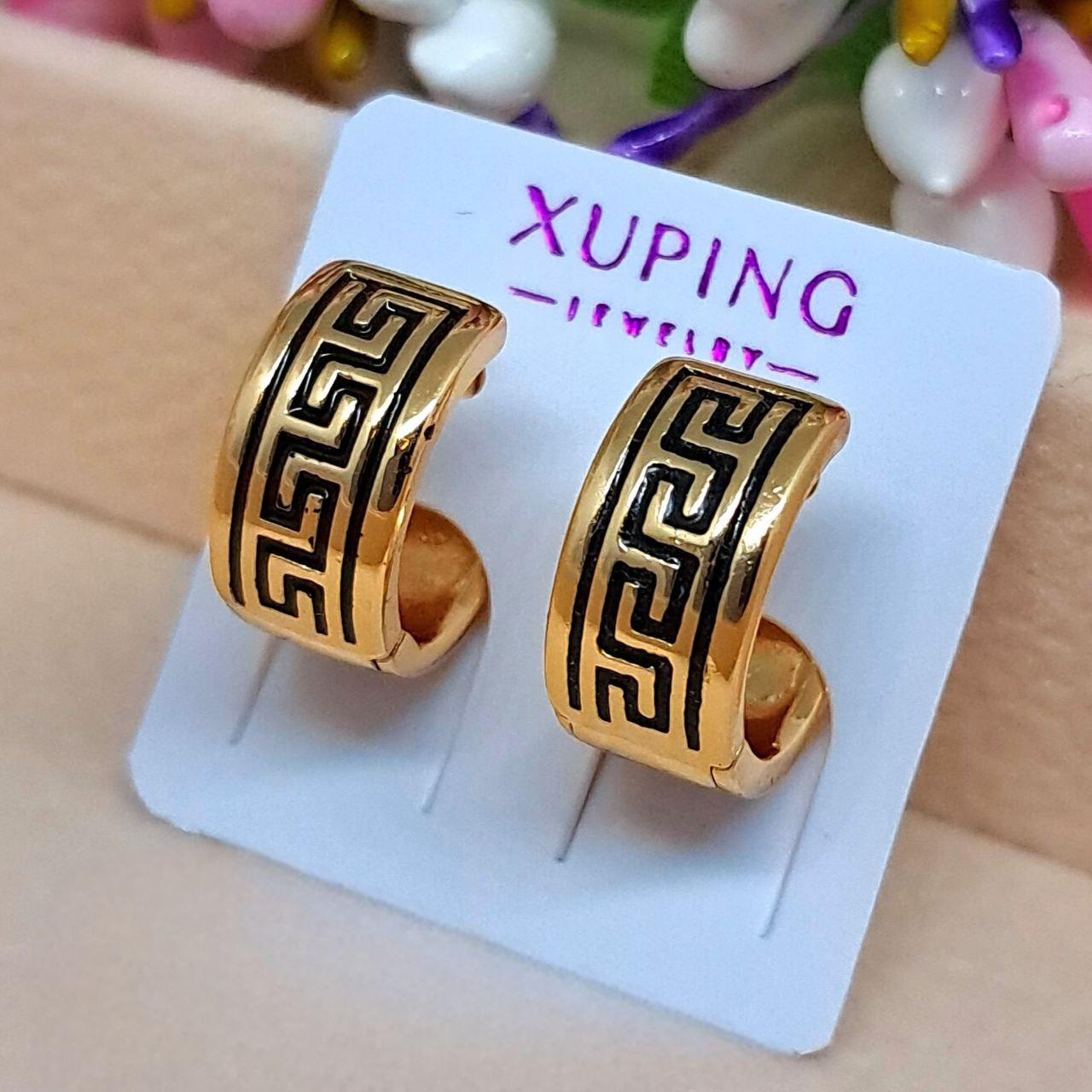 Сережки кільця медичне золото Xuping Розмір 12×6 мм Код 6021