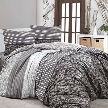 Постільна білизна Королева Ночі (Ранфорс) | Євро комплект | 70х70 | Орнамент на сірому