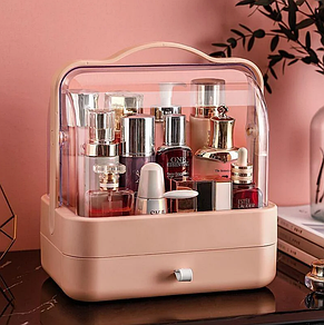 Органайзер для косметики настільний Cosmetic Box з однією полицею Рожевий YU227, фото 1
