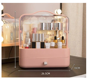 Органайзер для косметики настільний Cosmetic Box з однією полицею Рожевий YU227, фото 5