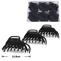 Матова заколка-краб 11.5 см (12 шт) Чорний