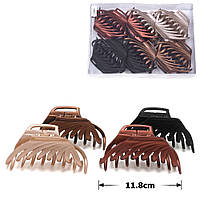 Матова заколка-краб 11.5 см (12 шт) Коричневий
