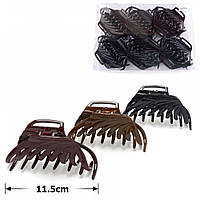 Матова заколка-краб 11.5 см (12 шт) Коричневий глянець