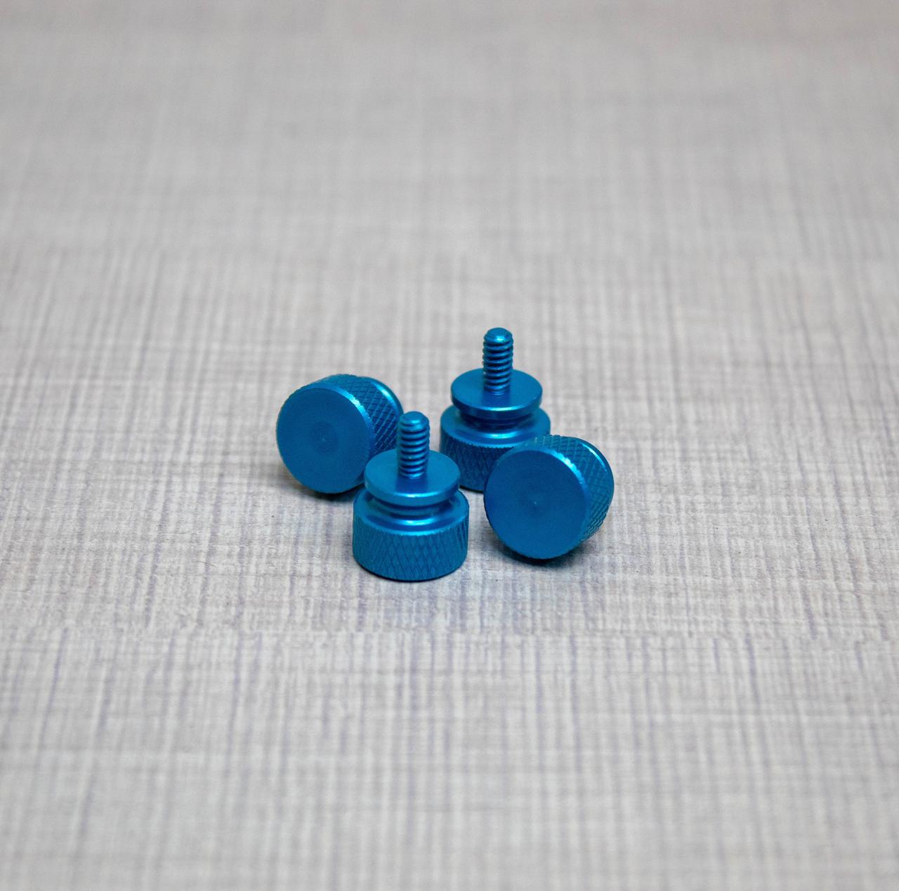 Гвинт кріплення корпусний #6-32, 6 мм, безінструментальний, алюміній, 4 шт, голубий
