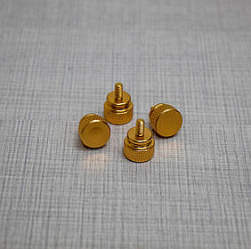 Гвинт кріплення корпусний #6-32, 6 мм, безінструментальний, алюміній, 4 шт, золото