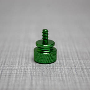 Гвинт кріплення корпусний #6-32, 6 мм, безінструментальний, алюміній, 4 шт, зелений, фото 2
