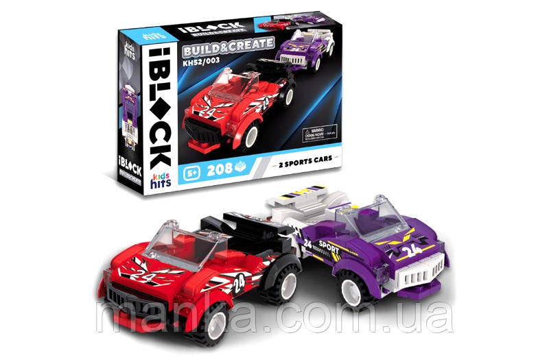 Конструктор Kids hits IBLOCK JUNIOR KH52/003 МЕГАКАРІ 208 деталей короб. 24*6*16см