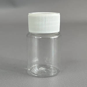 Флакон пластиковий з кришкою Ø26 мм, h -50 мм, об'єм - 15 мл - прозорий