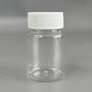 Флакон пластиковий з кришкою Ø42 мм, h-70 мм, об'єм - 50 мл - прозорий