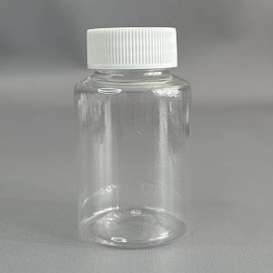 Флакон пластиковий з кришкою Ø49 мм, h -86 мм, об'єм - 100 мл - прозорий