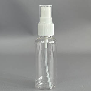 Флакон пластиковий з розпилювачем Ø32 мм, h-113 мм, об'єм - 50 мл - прозорий
