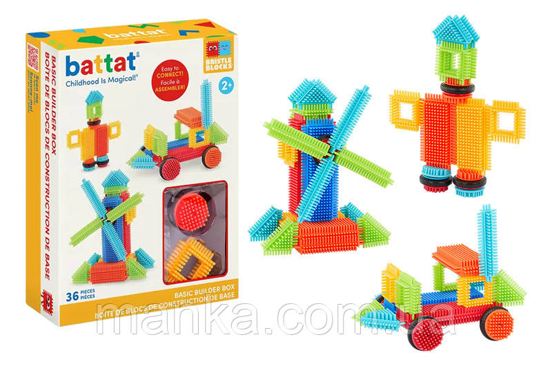 Конструктор серії Bristle Blocks - БУДІВЕЛЬНИК (36 деталей у коробці) Battat Lite BT3099Z