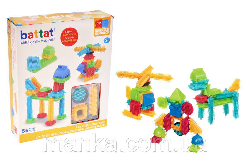 Конструктор серії Bristle Blocks - БУДІВЕЛЬНИК (56 деталей, у коробці)  Battat Lite BT3070Z