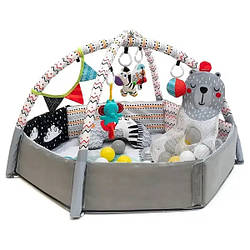 Розвиваючий килимок-басейн для малюка EL CAMINO ME 1171 Gray дуги з іграшками, кульки